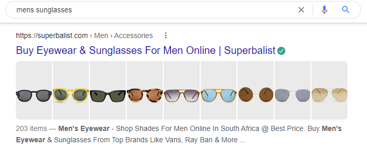 óculos de sol masculinos na pesquisa do google